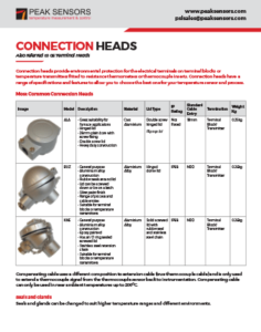Connection heads specifications sheet
